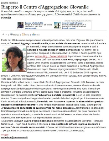 Varesenews del 4 novembre 2011